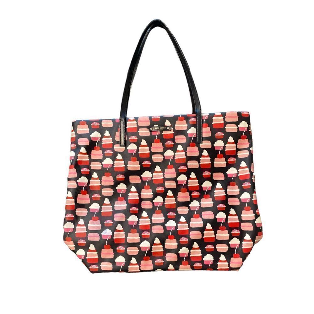 Kate Spade Women's Black Take The Cake Bon Shopper Tote Bag Size Large